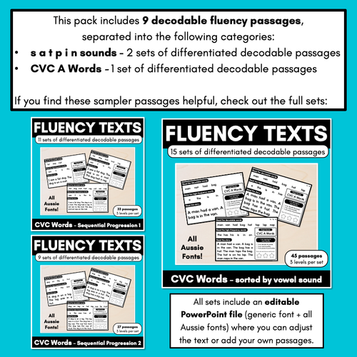 Resource preview 4 for Differentiated Decodable Fluency Texts - CVC Words Sampler Pack