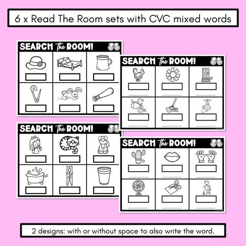 Resource preview 2 for READ THE ROOM - Decodable Words Phonics Activity - CVC Mixed Words