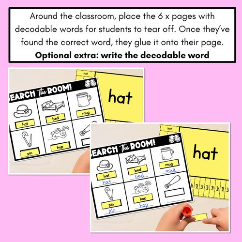 Resource preview 4 for READ THE ROOM - Decodable Words Phonics Activity - CVC Mixed Words