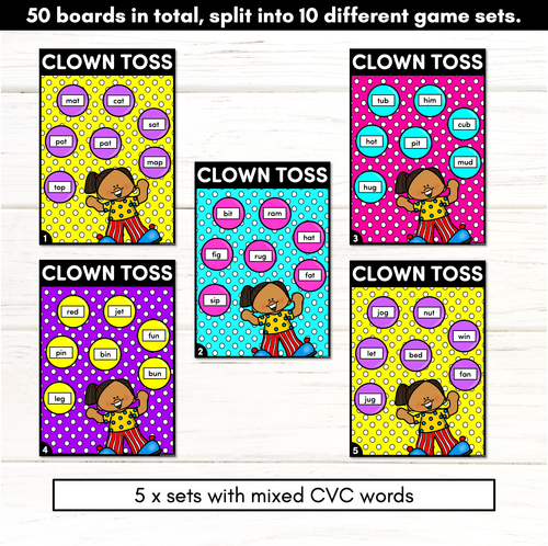 Resource preview 4 for CLOWN TOSS - CVC Phonics Game