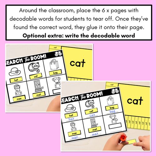 Resource preview 4 for READ THE ROOM - Decodable Words Phonics Activity - CVC Short A Words