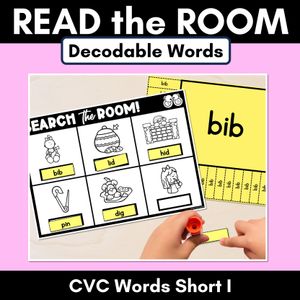 READ THE ROOM - Decodable Words Phonics Activity - CVC Short I Words