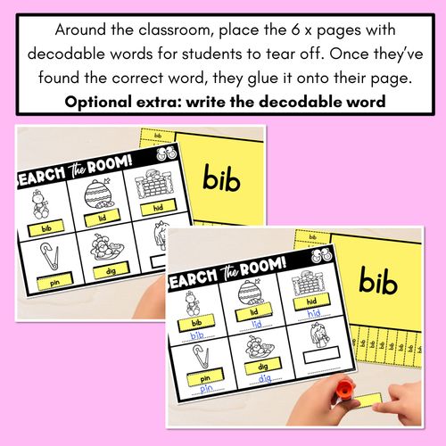 Resource preview 4 for READ THE ROOM - Decodable Words Phonics Activity - CVC Short I Words