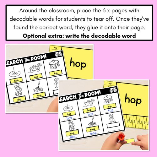 Resource preview 4 for READ THE ROOM - Decodable Words Phonics Activity - CVC Short O Words