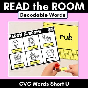 READ THE ROOM - Decodable Words Phonics Activity - CVC Short U Words