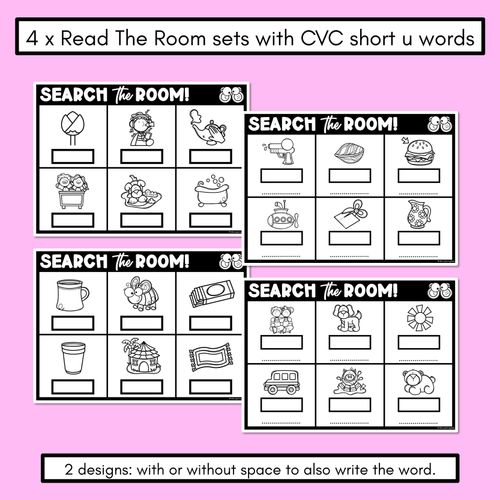 Resource preview 2 for READ THE ROOM - Decodable Words Phonics Activity - CVC Short U Words