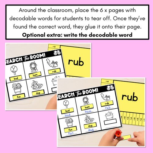 Resource preview 4 for READ THE ROOM - Decodable Words Phonics Activity - CVC Short U Words