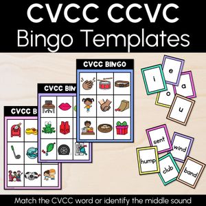 CVCC CCVC WORD BINGO - Decodable CVC Words -Kindergarten Phonics Literacy Center