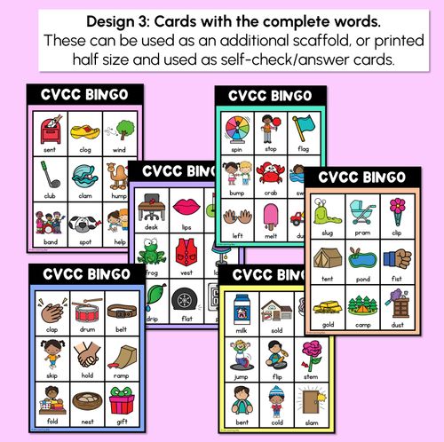 Resource preview 3 for CVCC CCVC WORD BINGO - Decodable CVC Words -Kindergarten Phonics Literacy Center