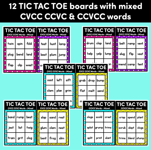 Resource preview 3 for TIC TAC TOE GAME for CVCC CCVC CCVCC Words - No Prep Phonics Game