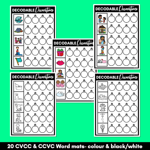 Resource preview 3 for Christmas Phonics Activities - CVCC & CCVC Word Mats - Decodable Decorations