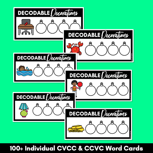 Resource preview 4 for Christmas Phonics Activities - CVCC & CCVC Word Mats - Decodable Decorations