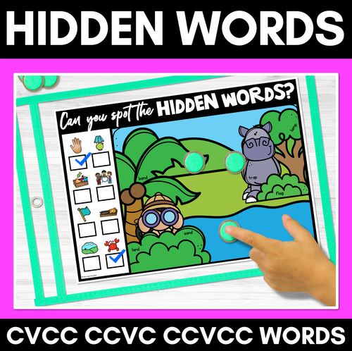 Resource preview 4 for HIDDEN WORD MATS - No Prep Phonics Game BUNDLE