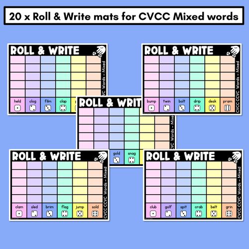 Resource preview 2 for ROLL & WRITE PHONICS ACTIVITY MATS - CVCC CCVC Mixed words