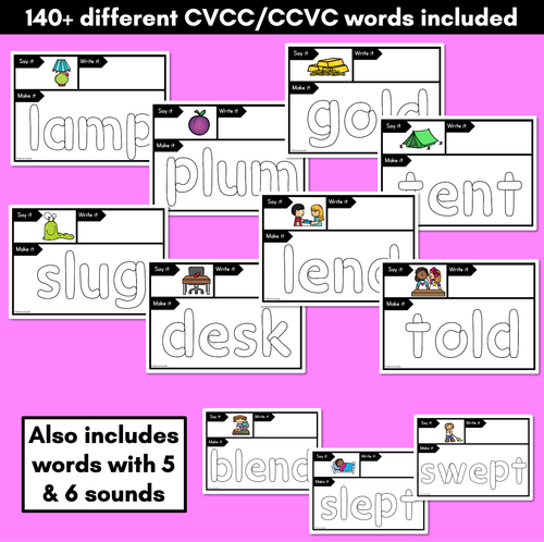 Resource preview 3 for CVCC CCVC Word Playdoh Mats