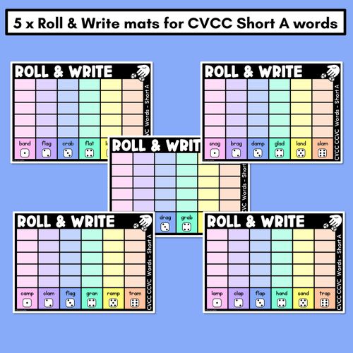 Resource preview 2 for ROLL & WRITE PHONICS ACTIVITY MATS - CVCC CCVC Short A words