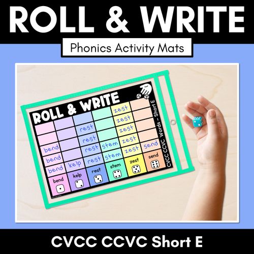 Resource preview 1 for ROLL & WRITE PHONICS ACTIVITY MATS - CVCC CCVC Short E words