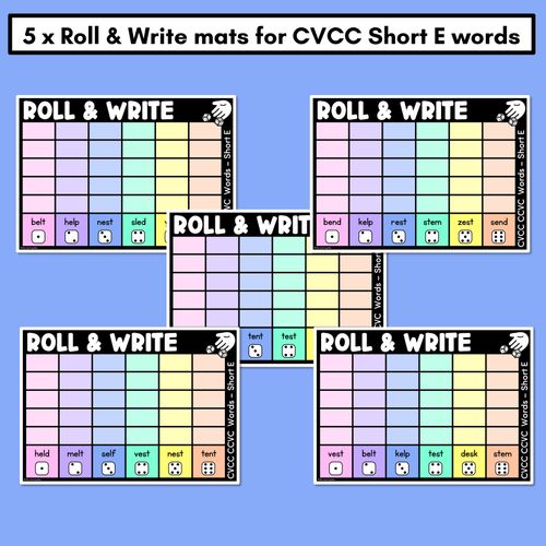 Resource preview 2 for ROLL & WRITE PHONICS ACTIVITY MATS - CVCC CCVC Short E words