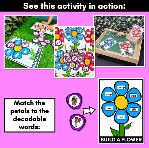 Resource preview 3 for CVCC CCVC Words Game - BUILD A PHONICS FLOWER Kindergarten Literacy Center