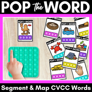 CCVC CVCC POPPIT TASK CARDS - Phonemic Awareness + CVCC Word Mapping