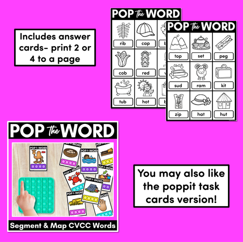 Resource preview 4 for CVCC & CCVC WORD WORKSHEETS for POPPITS - Phonemic Awareness + Word Mapping