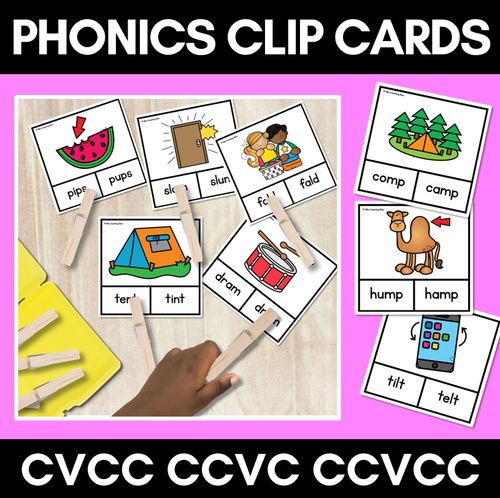 Resource preview 3 for CVC & CCVC CVCC Clip Cards Bundle