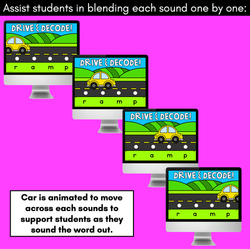 Resource preview 4 for Blending CVCC CCVC CCVCC Words with Cars - DIGITAL SLIDES - Drive & Decode