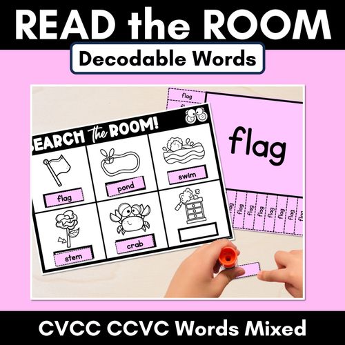 Resource preview 1 for READ THE ROOM - Decodable Words Phonics Activity - CVCC CCVC Mixed Words