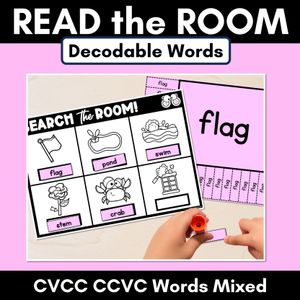 READ THE ROOM - Decodable Words Phonics Activity - CVCC CCVC Mixed Words