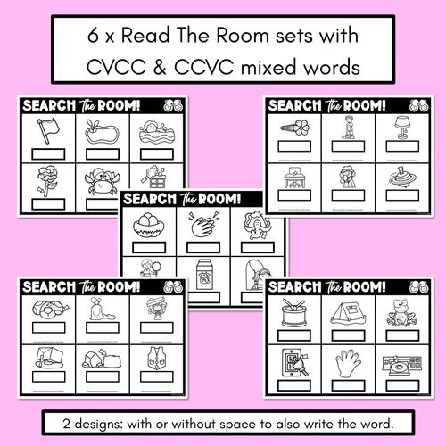 Resource preview 2 for READ THE ROOM - Decodable Words Phonics Activity - CVCC CCVC Mixed Words