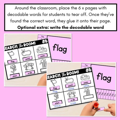 Resource preview 4 for READ THE ROOM - Decodable Words Phonics Activity - CVCC CCVC Mixed Words