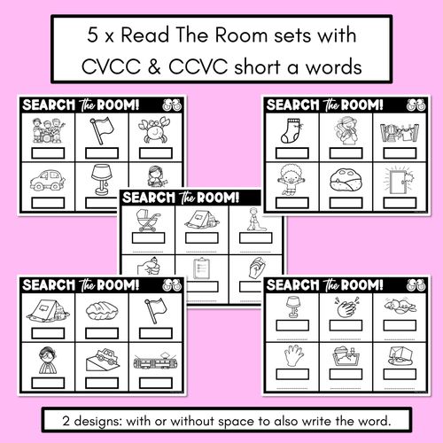 Resource preview 2 for READ THE ROOM - Decodable Words Phonics Activity - CVCC CCVC Short A Words