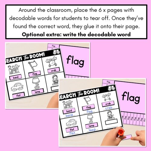 Resource preview 4 for READ THE ROOM - Decodable Words Phonics Activity - CVCC CCVC Short A Words