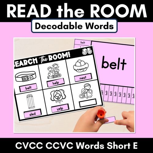 Resource preview 1 for READ THE ROOM - Decodable Words Phonics Activity - CVCC CCVC Short E Words