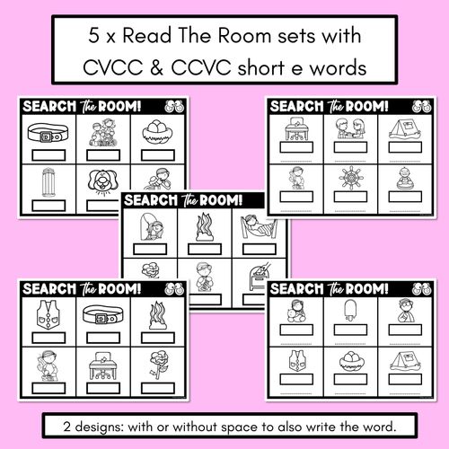 Resource preview 2 for READ THE ROOM - Decodable Words Phonics Activity - CVCC CCVC Short E Words