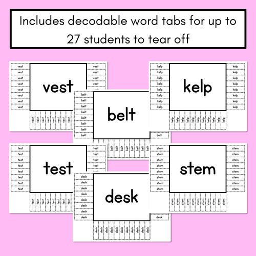 Resource preview 3 for READ THE ROOM - Decodable Words Phonics Activity - CVCC CCVC Short E Words