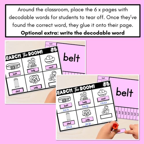 Resource preview 4 for READ THE ROOM - Decodable Words Phonics Activity - CVCC CCVC Short E Words