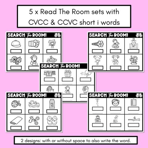 Resource preview 2 for READ THE ROOM - Decodable Words Phonics Activity - CVCC CCVC Short I Words