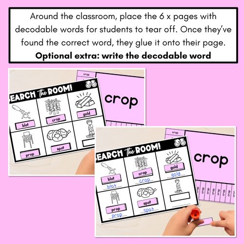 Resource preview 4 for READ THE ROOM - Decodable Words Phonics Activity - CVCC CCVC Short O Words