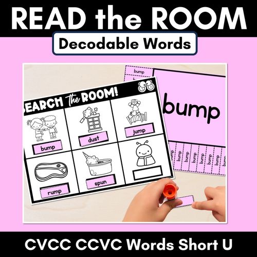 Resource preview 1 for READ THE ROOM - Decodable Words Phonics Activity - CVCC CCVC Short U Words