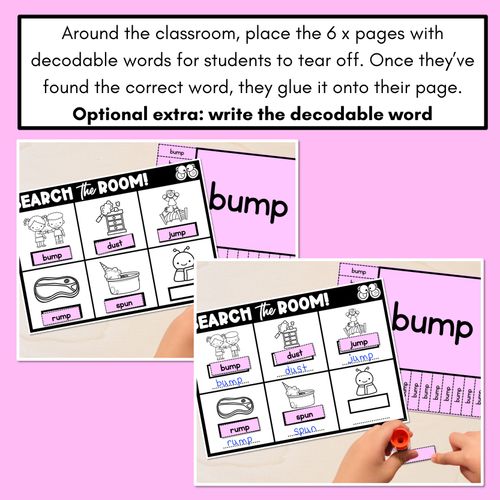 Resource preview 4 for READ THE ROOM - Decodable Words Phonics Activity - CVCC CCVC Short U Words