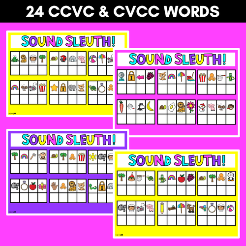 Resource preview 3 for MYSTERY CVC WORD MATS - Kindergarten Phonics Activity