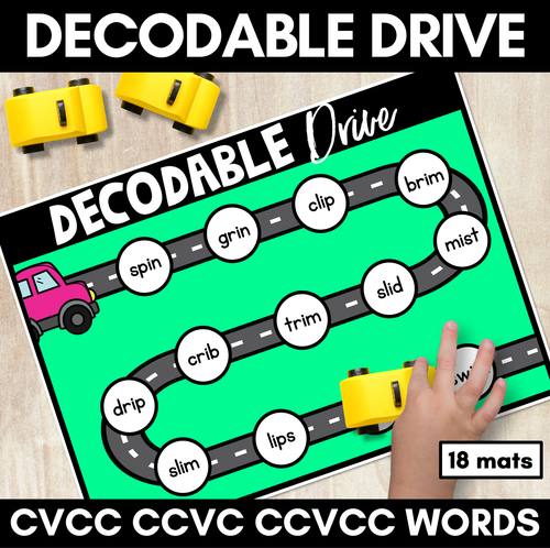 Resource preview 3 for Phonics Fluency Driving Games - CVC & CVCC Words Bundle