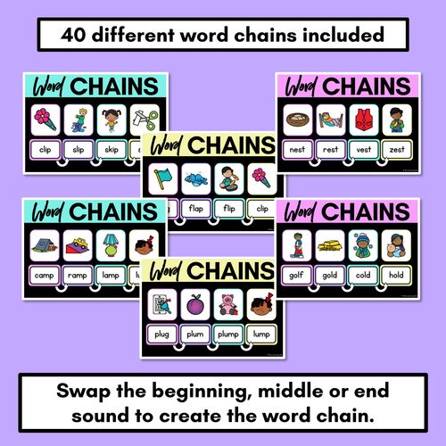 Resource preview 2 for CVCC CCVC Word Chains for Beginning, Middle & End Sounds - Decodable PowerPoint