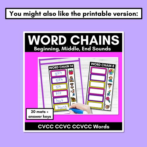 Resource preview 4 for CVCC CCVC Word Chains for Beginning, Middle & End Sounds - Decodable PowerPoint