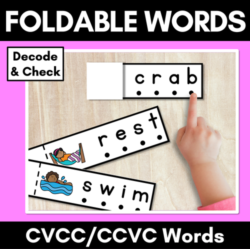 Resource preview 1 for CVCC CCVC & CCVCC Words Foldable Strips - Decodable Words for Kindergarten