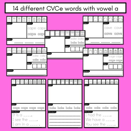 Resource preview 4 for PHONICS DECODABLE DIRECTED DRAWINGS - CVCe Words Long A