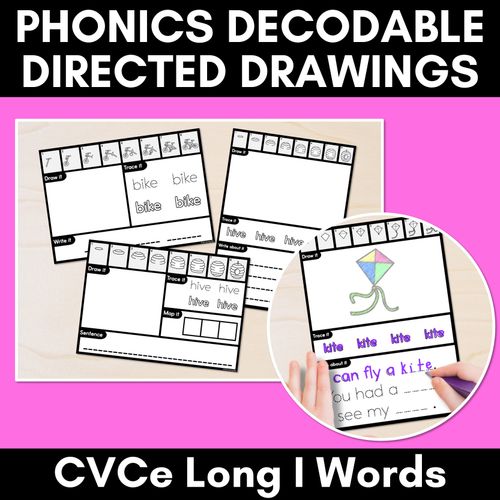 Resource preview 1 for PHONICS DECODABLE DIRECTED DRAWINGS - CVCe Words Long I