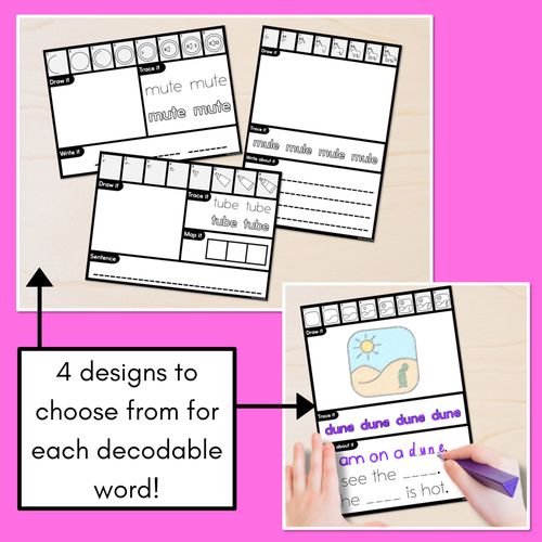 Resource preview 2 for PHONICS DECODABLE DIRECTED DRAWINGS - CVCe Words Long U