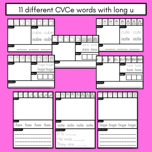 Resource preview 4 for PHONICS DECODABLE DIRECTED DRAWINGS - CVCe Words Long U